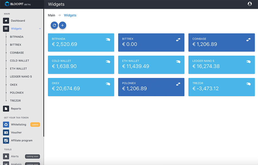 Exchangewidgets Blockpit.io